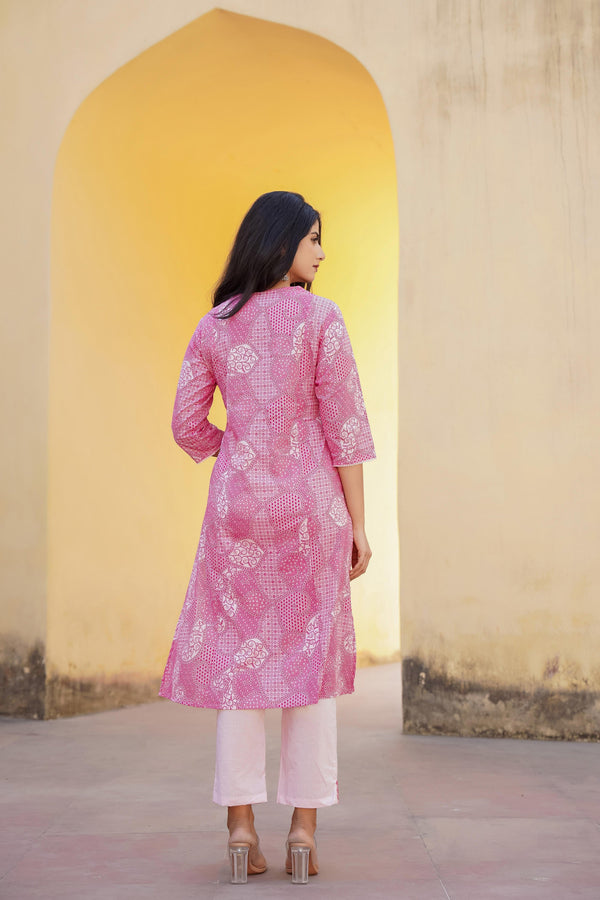 Juniper Light Pink Ethnic Motif Printed Kurta Pant And Dupatta Set With Mirror & Thread Work - Distacart