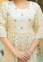 Thumbnail for Juniper Ivory Ethnic Motif Printed Viscose Short Dress With Dori - Distacart
