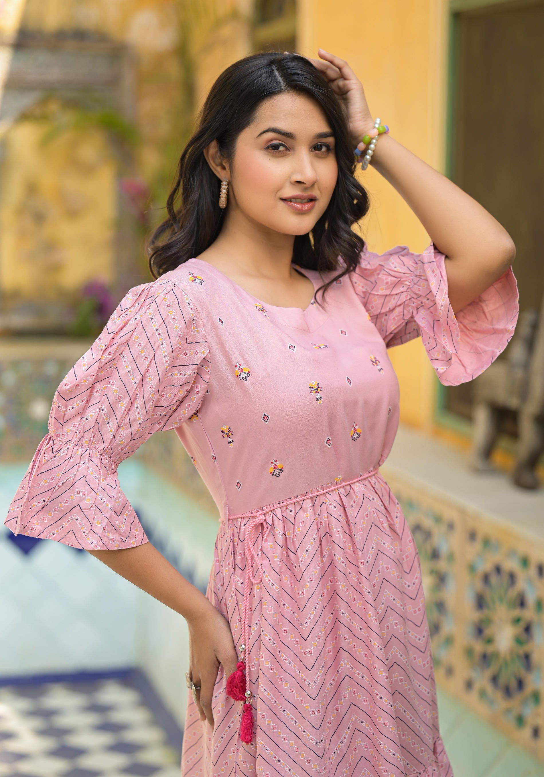 Buy Juniper Blush Pink Bloom Fit & Flare Short Dress Online at Low Prices