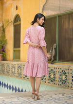 Thumbnail for Juniper Blush Pink Bloom Fit & Flare Short Dress - Distacart