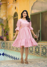 Thumbnail for Juniper Blush Pink Bloom Fit & Flare Short Dress - Distacart