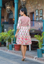 Thumbnail for Juniper Off Lime Floral Printed Cotton Short Dress With Doris