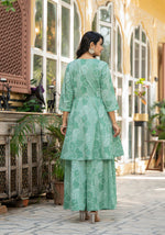 Thumbnail for Juniper Green Ethnic Motif Printed Viscose Kurta Palazzo And Dupatta Set With Thread Work & Sequins - Distacart