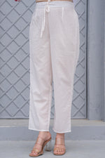 Thumbnail for Juniper White & Pink Floral Printed Cotton Kurta Set With Thread & Mirror Work - Distacart