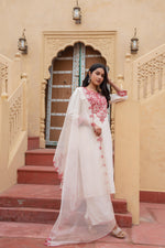 Thumbnail for Juniper Off White & Red Solid Cotton Kurta & Pant Set With Dupatta - Distacart