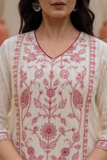 Thumbnail for Juniper Off White & Red Floral Embroidered Ethnic Suit Set with Dupatta