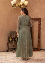 Thumbnail for Juniper Green Floral Embroidered Cotton Dress with Tassels & Denim Look - Distacart