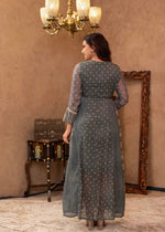 Thumbnail for Juniper Grey Floral Embroidered Cotton Dress with Tassels & Denim Look - Distacart