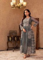 Thumbnail for Juniper Grey Floral Embroidered Cotton Dress With Tassels & Denim Look - Distacart