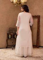 Thumbnail for Juniper White Chanderi Mirror Embroidered Kurta with Gota Lace & Glitter Work - Distacart