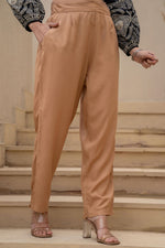 Thumbnail for Juniper Beige Solid Viscose Pants