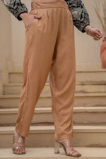 Thumbnail for Juniper Beige Solid Viscose Pants
