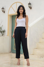 Thumbnail for Juniper Black Solid Viscose Pants
