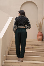 Thumbnail for Juniper Bottle Green Solid Viscose Pants