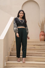 Thumbnail for Juniper Bottle Green Solid Viscose Pants