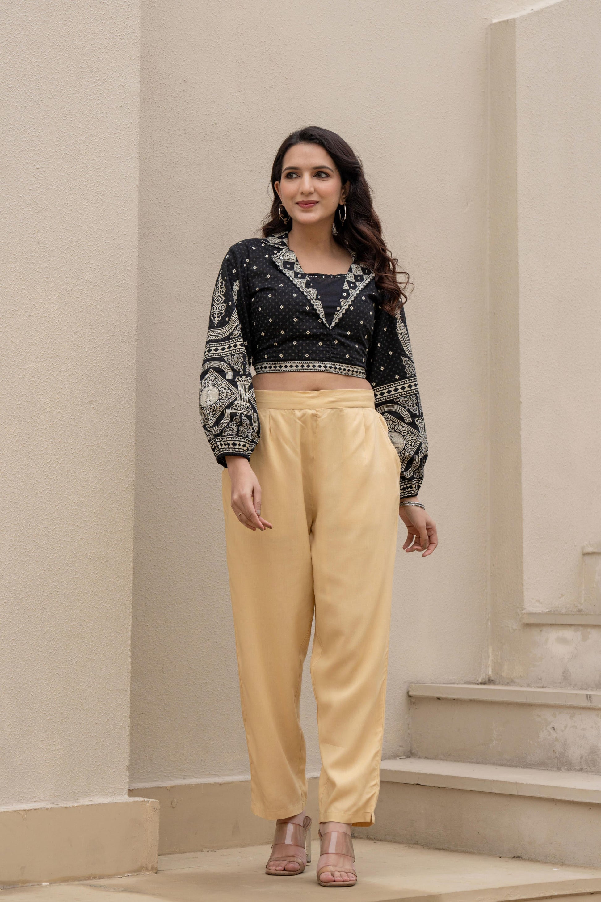 Juniper Gold Solid Viscose Pants - Distacart