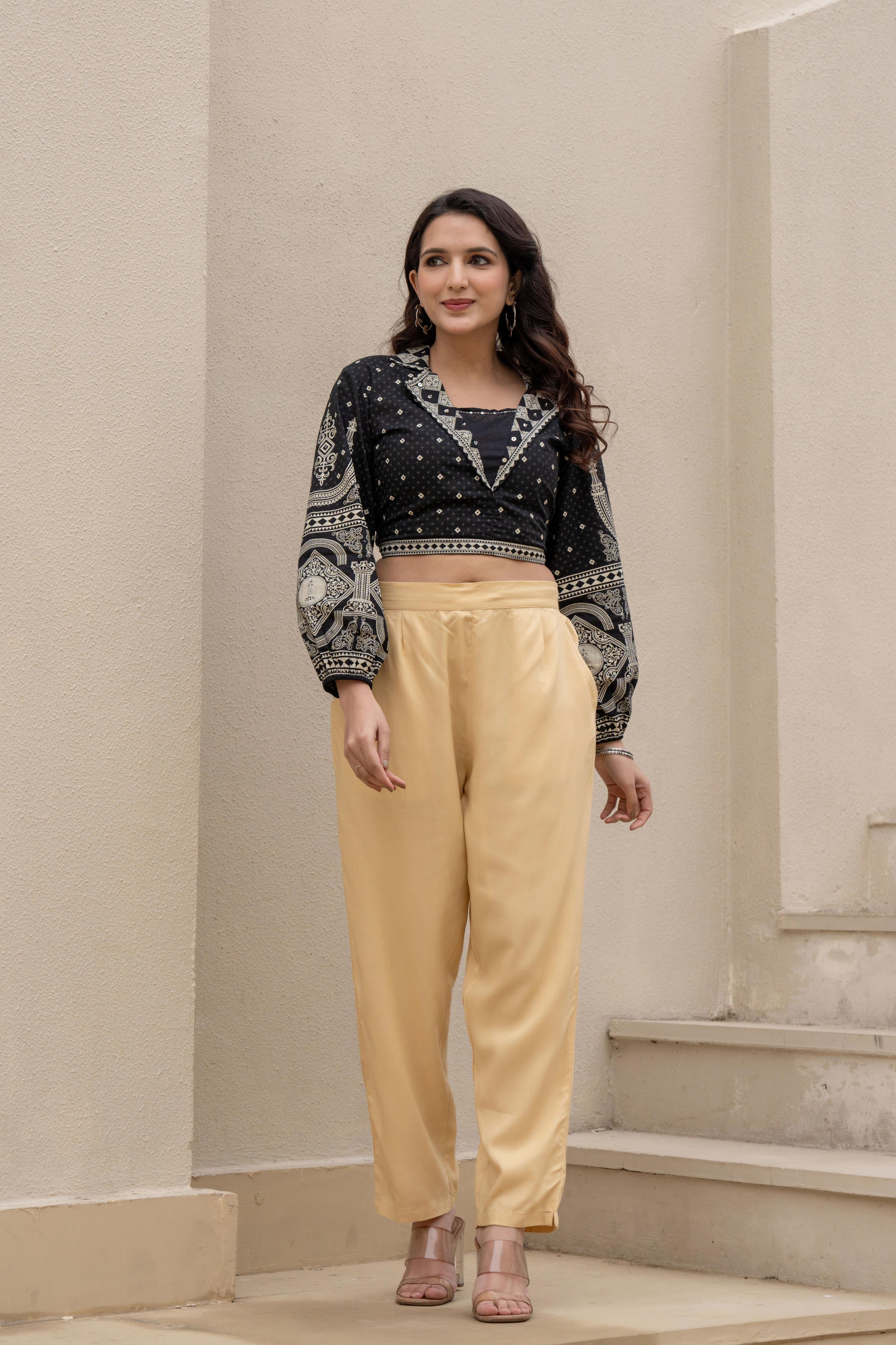 Juniper Gold Solid Viscose Pants - Distacart