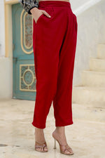 Thumbnail for Juniper Maroon Solid Viscose Pants
