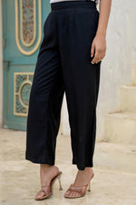 Thumbnail for Juniper Black Solid Viscose Palazzo Pants