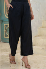 Thumbnail for Juniper Black Solid Viscose Palazzo Pants