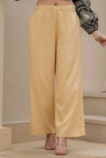 Thumbnail for Juniper Gold Solid Viscose Palazzo Pants - Distacart