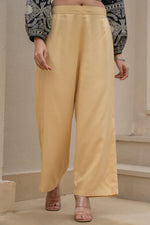 Thumbnail for Juniper Gold Solid Viscose Palazzo Pants