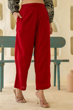 Thumbnail for Juniper Maroon Solid Viscose Palazzo Pants