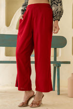 Thumbnail for Juniper Maroon Solid Viscose Palazzo Pants