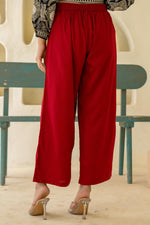 Thumbnail for Juniper Maroon Solid Viscose Palazzo Pants