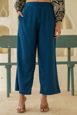 Thumbnail for Juniper Navy Solid Viscose Palazzo Pants