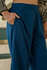 Thumbnail for Juniper Navy Solid Viscose Palazzo Pants