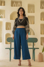 Thumbnail for Juniper Navy Solid Viscose Palazzo Pants