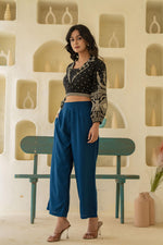 Thumbnail for Juniper Navy Solid Viscose Palazzo Pants