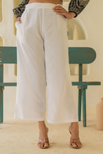 Thumbnail for Juniper Solid White High Waist Wide Leg Palazzo Pants