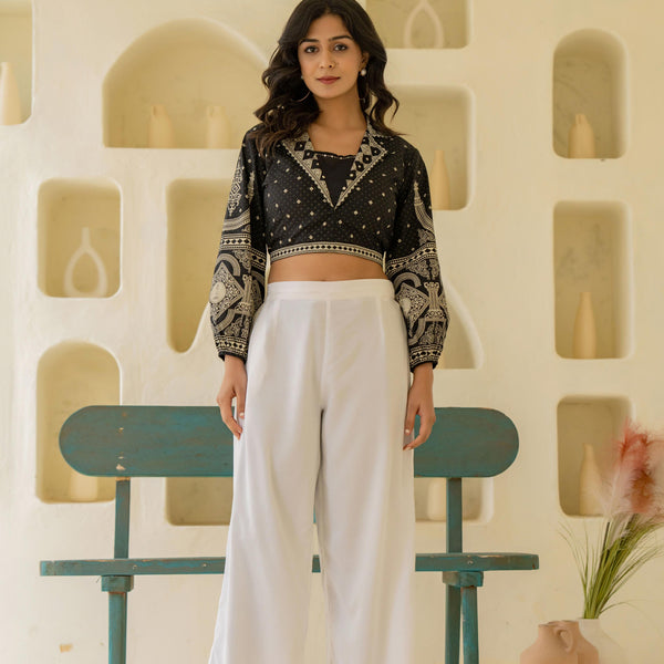 Juniper Solid White High Waist Wide Leg Palazzo Pants