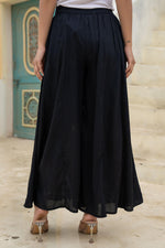 Thumbnail for Juniper Black Solid Viscose Palazzo Pants