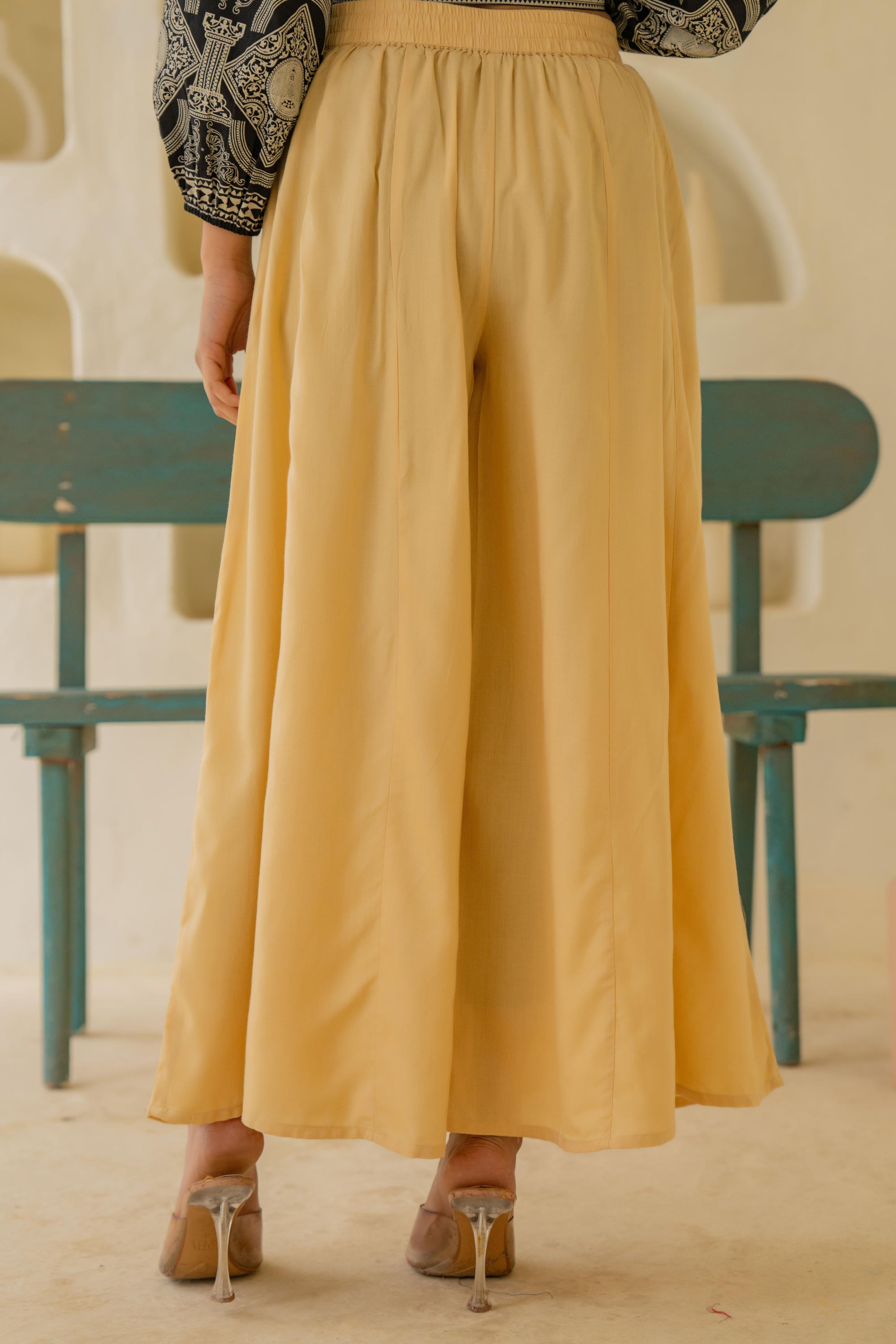 Juniper Gold Solid Viscose Palazzo Pants