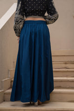 Thumbnail for Juniper Navy Solid Viscose Palazzo Pants