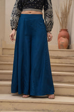 Thumbnail for Juniper Navy Solid Viscose Palazzo Pants