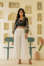 Thumbnail for Juniper Off White Solid Viscose Palazzo Pants