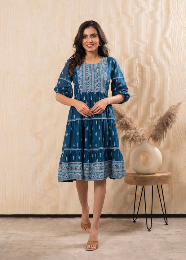 Buy Juniper Indigo Blue Printed Boho Knee-Length Fit & Flare Dress Online at Low Price. Buy Juniper Indigo Blue Printed Boho Knee-Length Fit & Flare Dress Online at Low Price.