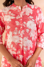 Thumbnail for Juniper Red Bloom Floral Kurta And Pant Set - Distacart