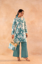 Thumbnail for Juniper Teal Garden Bloom Kurta And Pant Set - Distacart