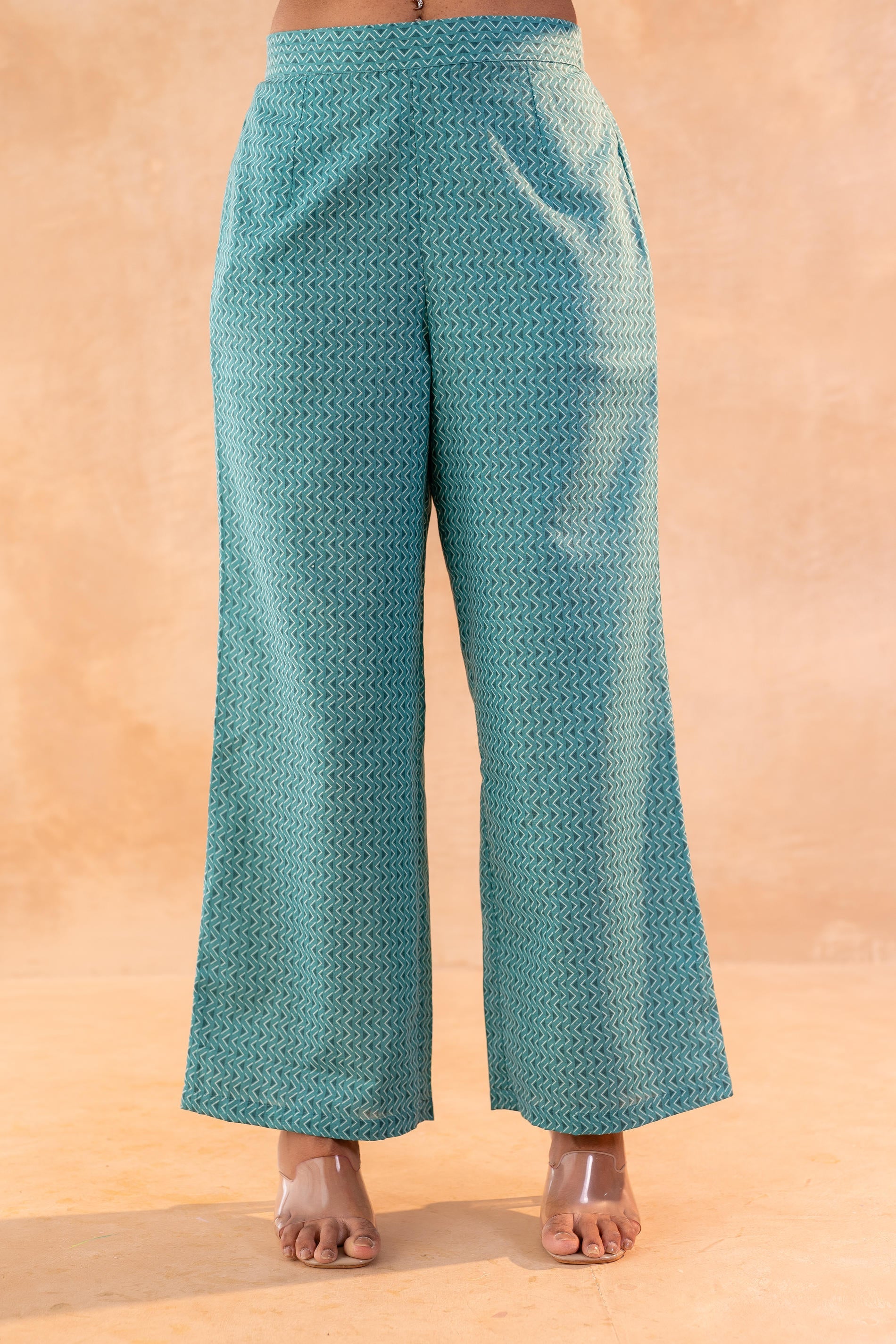 Juniper Teal Garden Bloom Kurta And Pant Set - Distacart