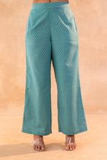 Thumbnail for Juniper Teal Garden Bloom Kurta And Pant Set - Distacart