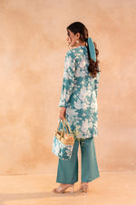 Thumbnail for Juniper Teal Garden Bloom Kurta And Pant Set - Distacart