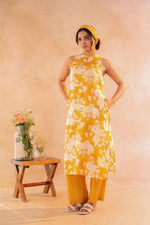 Thumbnail for Juniper Sunlit Bloom Mustard Kurta And Pant Set - Distacart