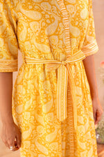 Thumbnail for Juniper Haldi Haze Printed Gathered Dress - Distacart