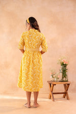 Thumbnail for Juniper Haldi Haze Printed Gathered Dress - Distacart