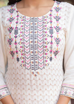 Thumbnail for Juniper Off White Viscose Ethnic Motif Kurta With Thread Work - Distacart